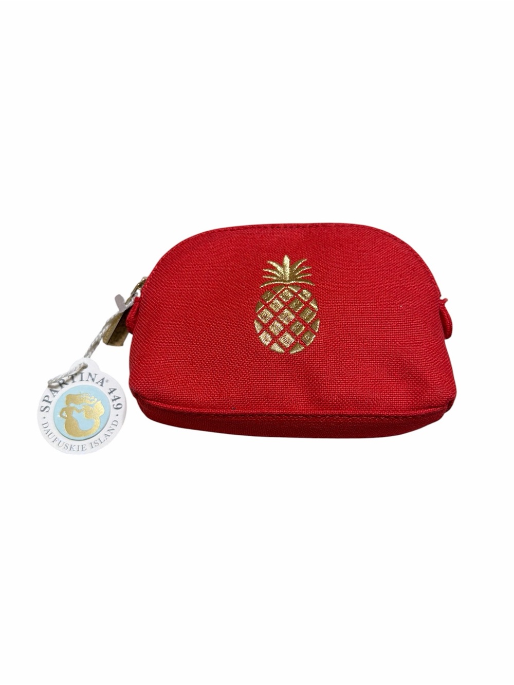 Spartina 449 Red Pineapple Coin & Card Pouch with Gold Accent